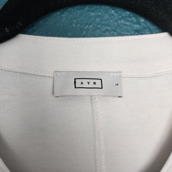 Ayr Serenity Now Cream Pima Cotton 90s Maxi Dress L Button Front Minimalist - Picture 7 of 11